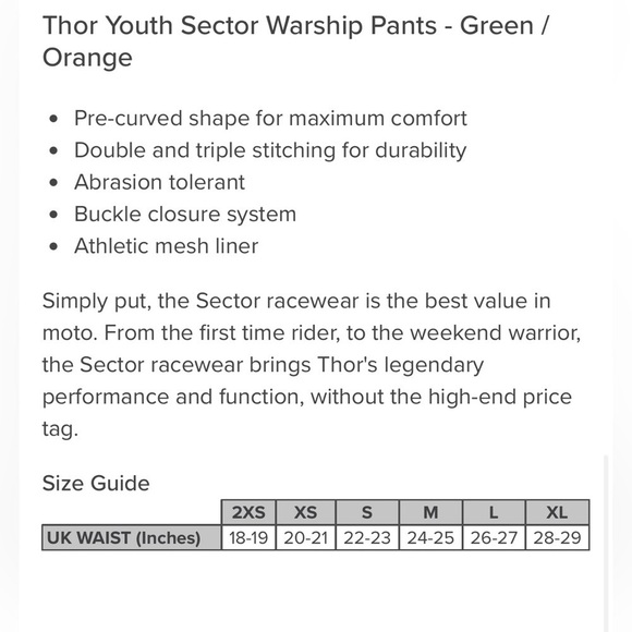 *SOLD* THOR Motocross Boys Youth 24 Moto Thor Youth Sector Warship Pants Green - Picture 7 of 11